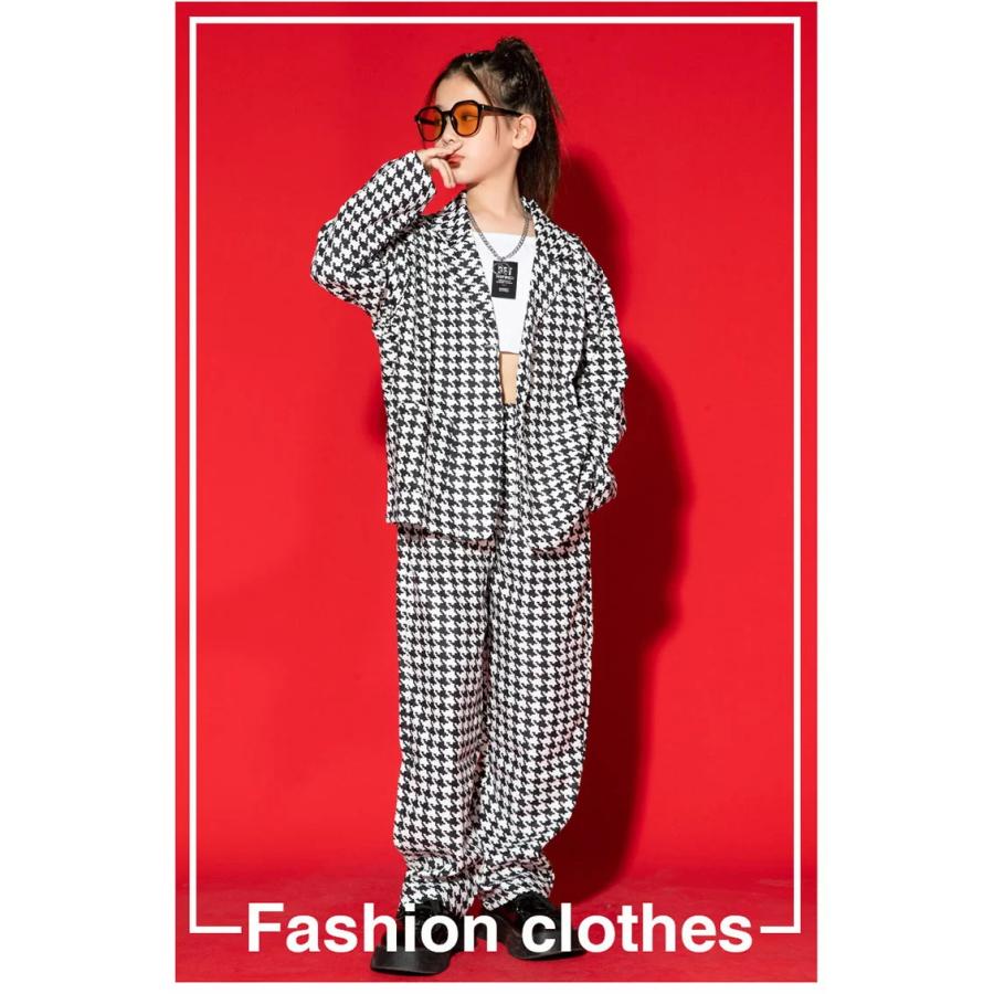 キッズ ダンス 衣装 セットアップ パンツスーツ 千鳥柄