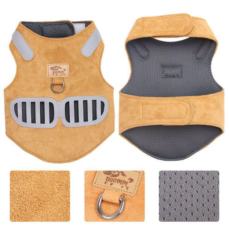 犬用 ハーネス 小型犬用 ハーネス リード ２点セット ペット用品 小型犬 全４色 XS S M L 表地柔らかスエード 内側メッシュ 通気性 反射布｜nunose｜12