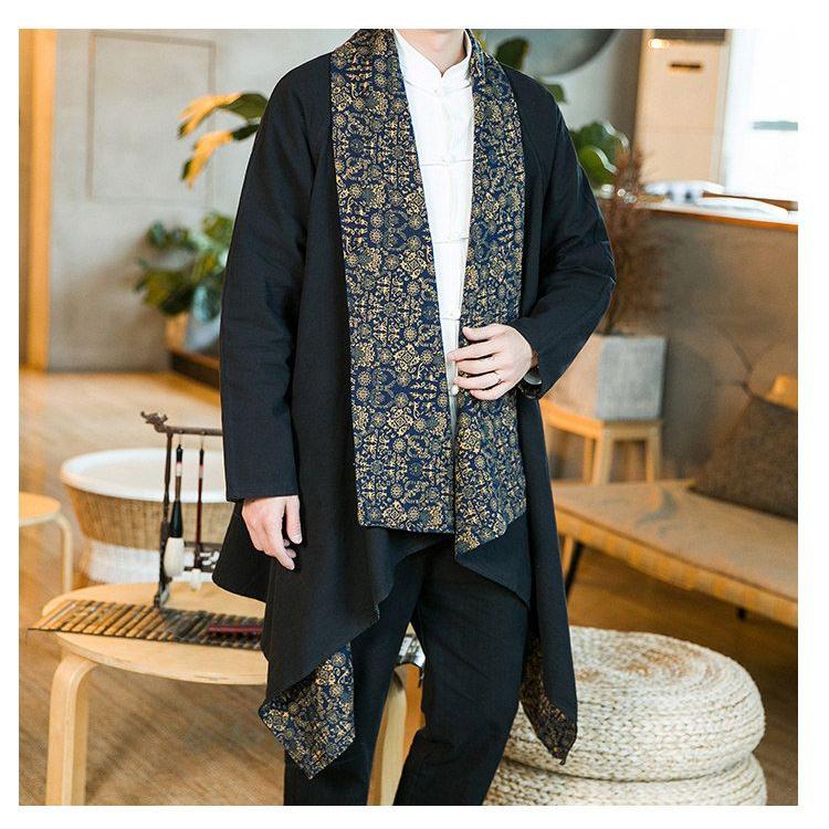 羽織 メンズ ロング丈 着物 リバーシブル ロングコート