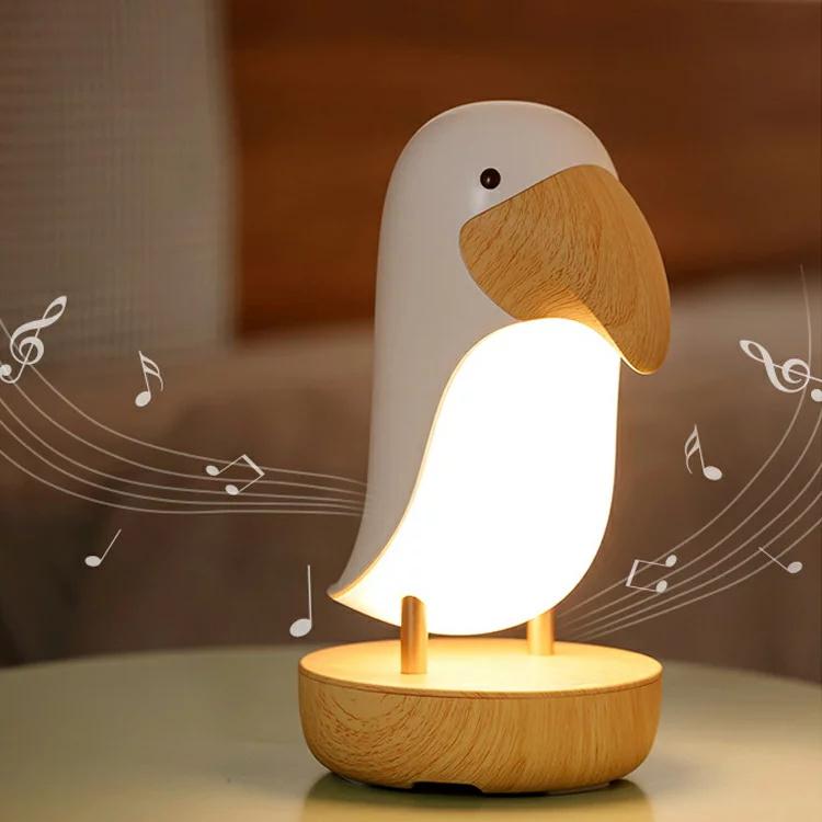 ナイトライト 授乳ライト スピーカー かわいい 子供部屋 おしゃれ 調光 1200mAh Bluetooth 呼吸LEDランプ ベッドサイドランプ  啄木鳥 動物形 ライト スピーカー