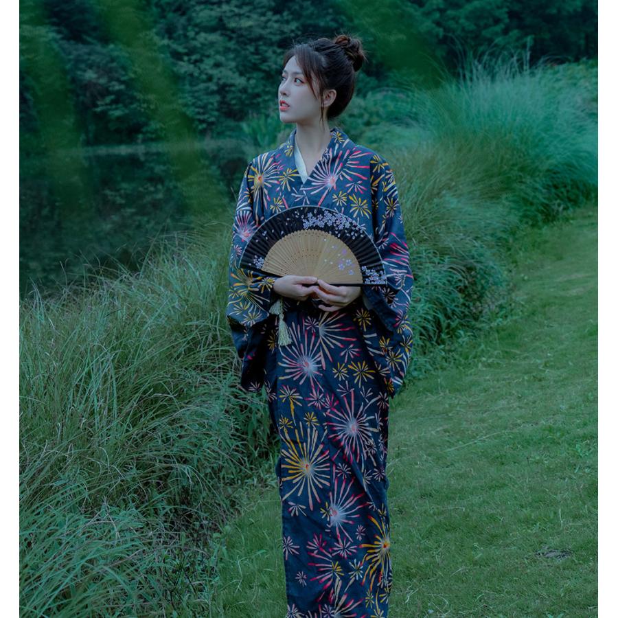 浴衣ドレス　大人用 紺色 花柄 紫 浴衣ワンピース 浴衣 高校生 可愛い ワンピース 大人 レディース 女性 花火 花柄