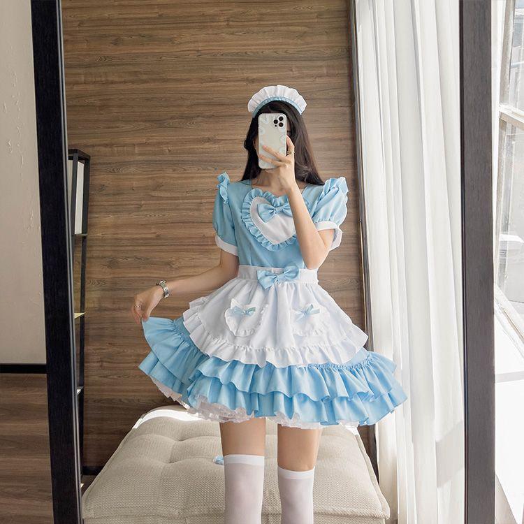 メイド服 ブルー コスプレ レーディス ハロウィン ワンピース メイド服 ブルー コスプレ レーディス ハロウィン ワンピース