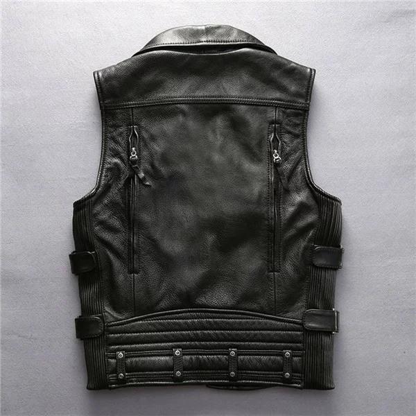 メンズファッション レザーベスト バイク革ベスト パンク風