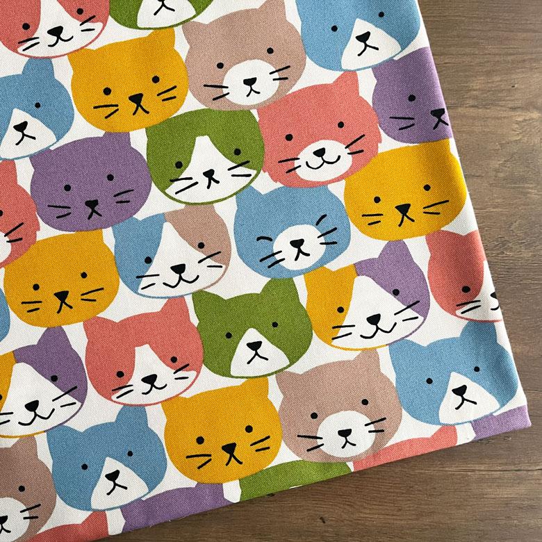 10センチ単位】猫柄 生地 布 カラフルキャット オックス コットン100