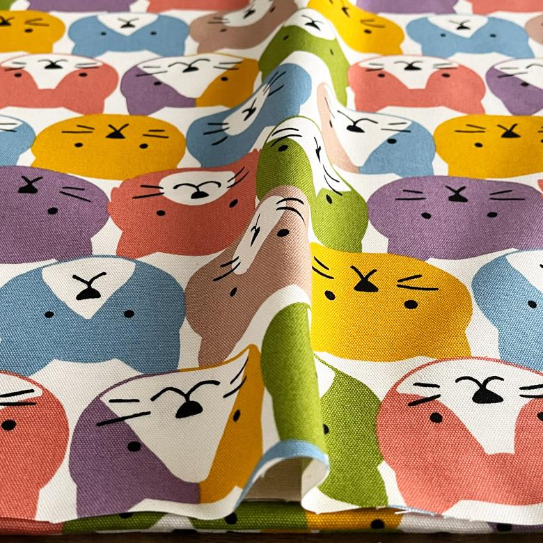 10センチ単位】猫柄 生地 布 カラフルキャット オックス コットン100