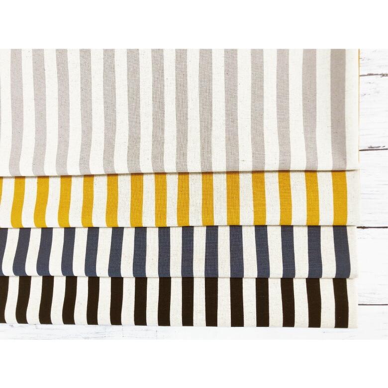 10センチ単位】 日本製 ストライプの綿麻キャンバス グレー 生地 布