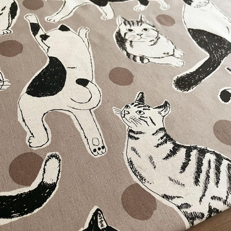 10センチ単位】猫柄生地 布 Big猫 綿麻キャンバス コットンリネン 【2