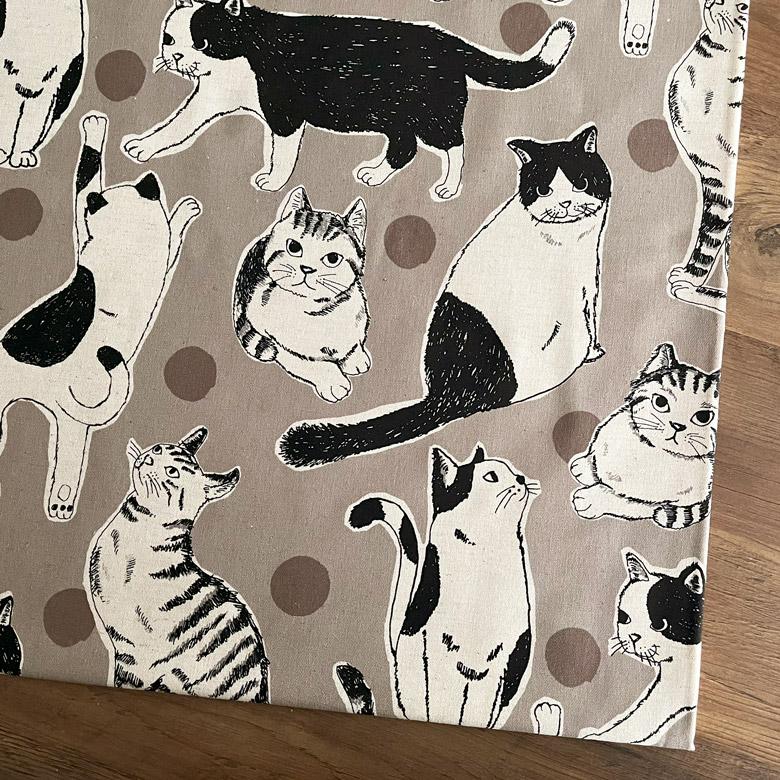 10センチ単位】猫柄生地 布 Big猫 綿麻キャンバス コットンリネン 【2