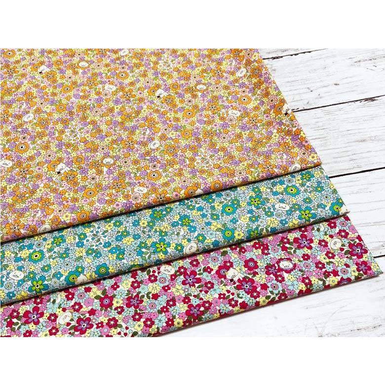 花柄 猫柄 生地 かくれんぼねこさん 綿ブロード コットン100％ 50cm  