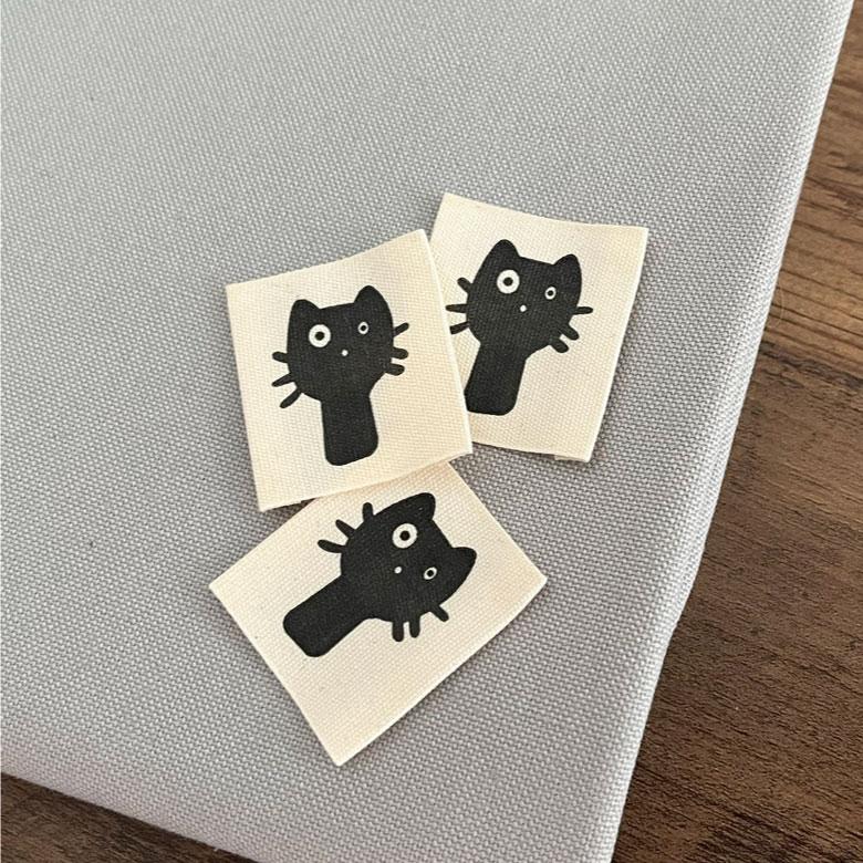 ハンドメイドタグ 猫柄【3枚セット】商用利用可 タグ アルファベット