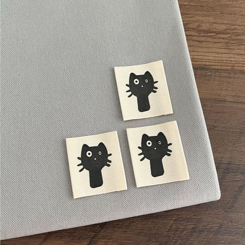 オーダー受付中　猫柄　猫シルエット　ハンドメイド ハンドメイドタグ 猫柄【3枚セット】商用利用可 タグ アルファベット