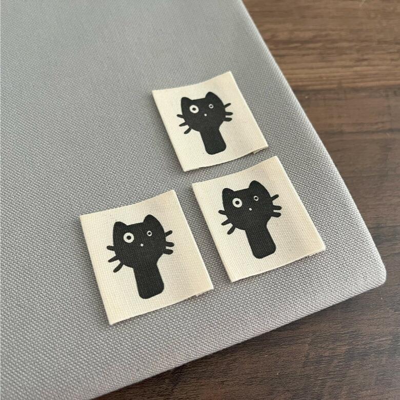 ハンドメイドタグ 猫柄【3枚セット】商用利用可 タグ アルファベット