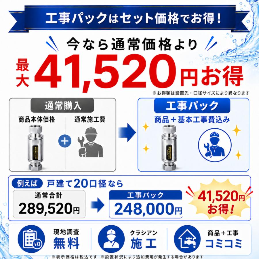 商品＋工事で最大41,520円お得】工事パックCP ウルトラファインバブル