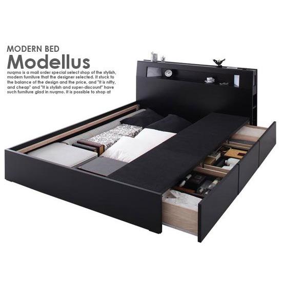 限定素材を使用 収納付きベッド Modellus【モデラス】プレミアムポケットコイルマットレス付 セミダブル 【EI1264761806】(45399円)