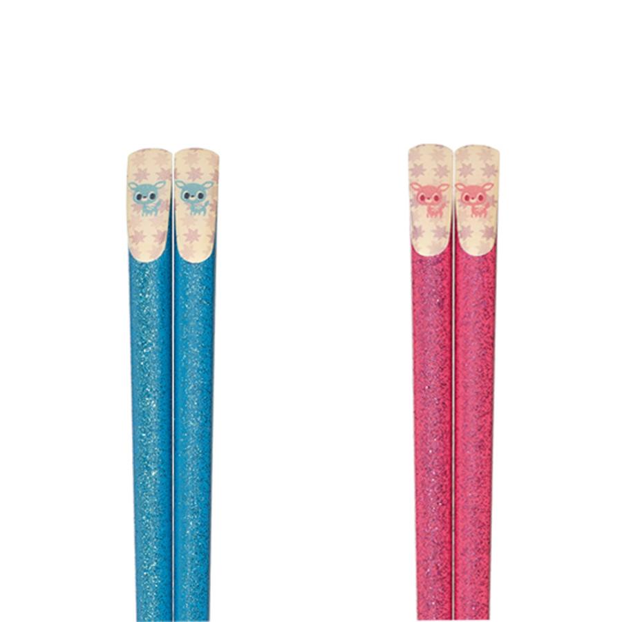 青ピンク　お箸セット 箸 お箸 子供用 キッズ用 日本製 かわいい きらきらバンビ 水色 ピンク