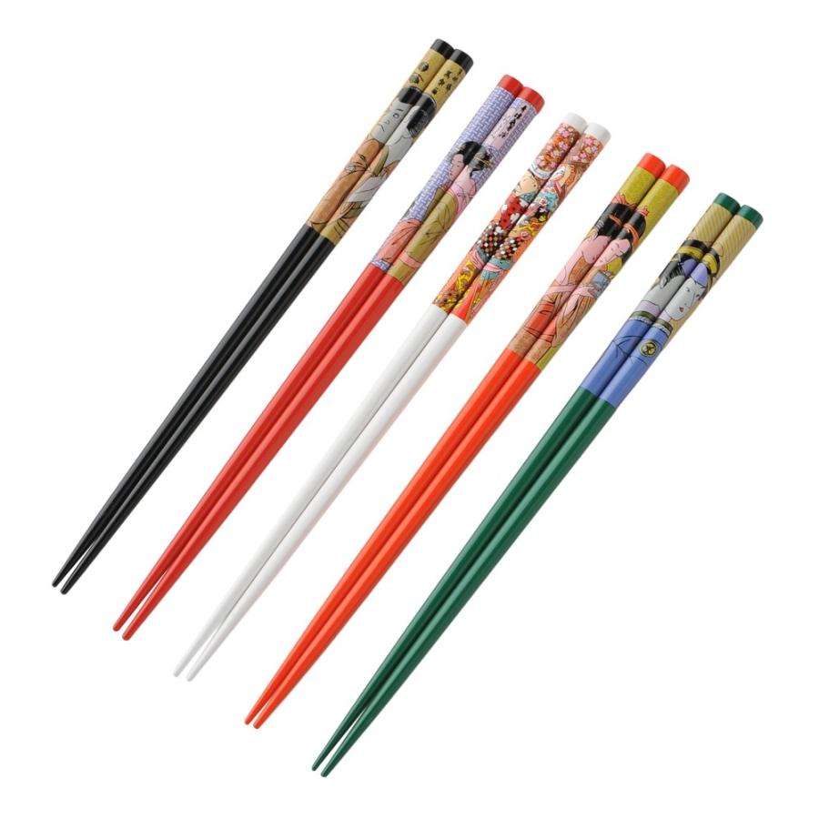 箸洗碗五客　未使用品 箸 送料無料 5膳セット サンライフ 客用箸 若狭塗箸 浮世絵 メール便可
