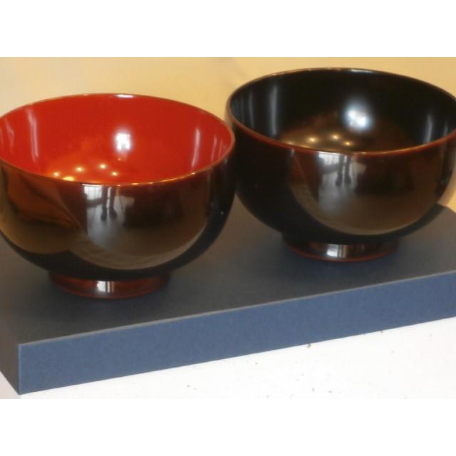 夫婦椀 和食器 ペア椀 お椀 木製 越前漆器 溜内朱 溜内黒 漆塗り くりぬき 布袋型 化粧箱入り 越前塗り 汁椀 ペア うるしぬり ギフト 内祝い_3