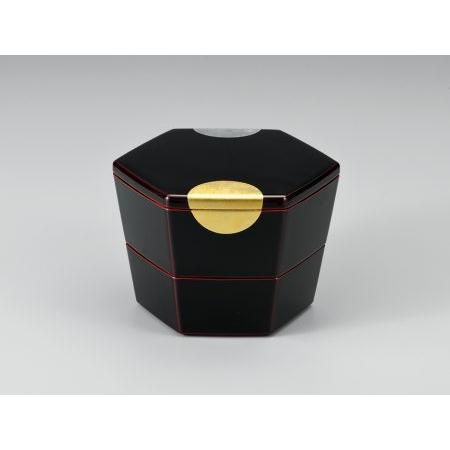 二段重箱 弁当箱 和食器 日月 溜内朱 入子重 漆塗り 越前漆器 越前塗り 