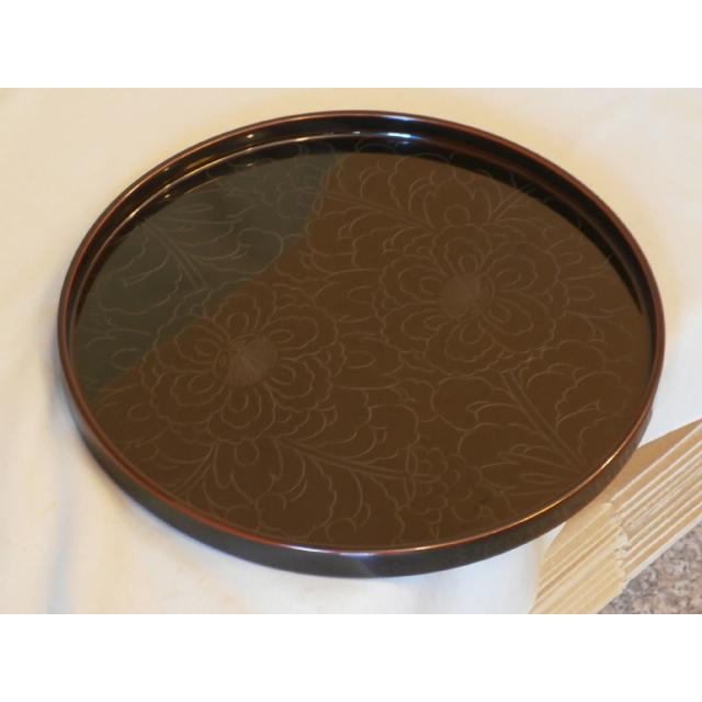 【うるし】越前漆器 伝統工芸品 【希少】JAPAN大盤40cm漆器 飾り黒朱丸盆 うるし】越前漆器 伝統工芸品 【希少】JAPAN大盤40cm漆器 飾り黒朱丸盆