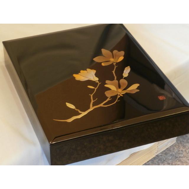 文箱 書類入れ 書類箱 A4判 こぶし 文庫 板蓋 黒塗り 11.0 会津漆器