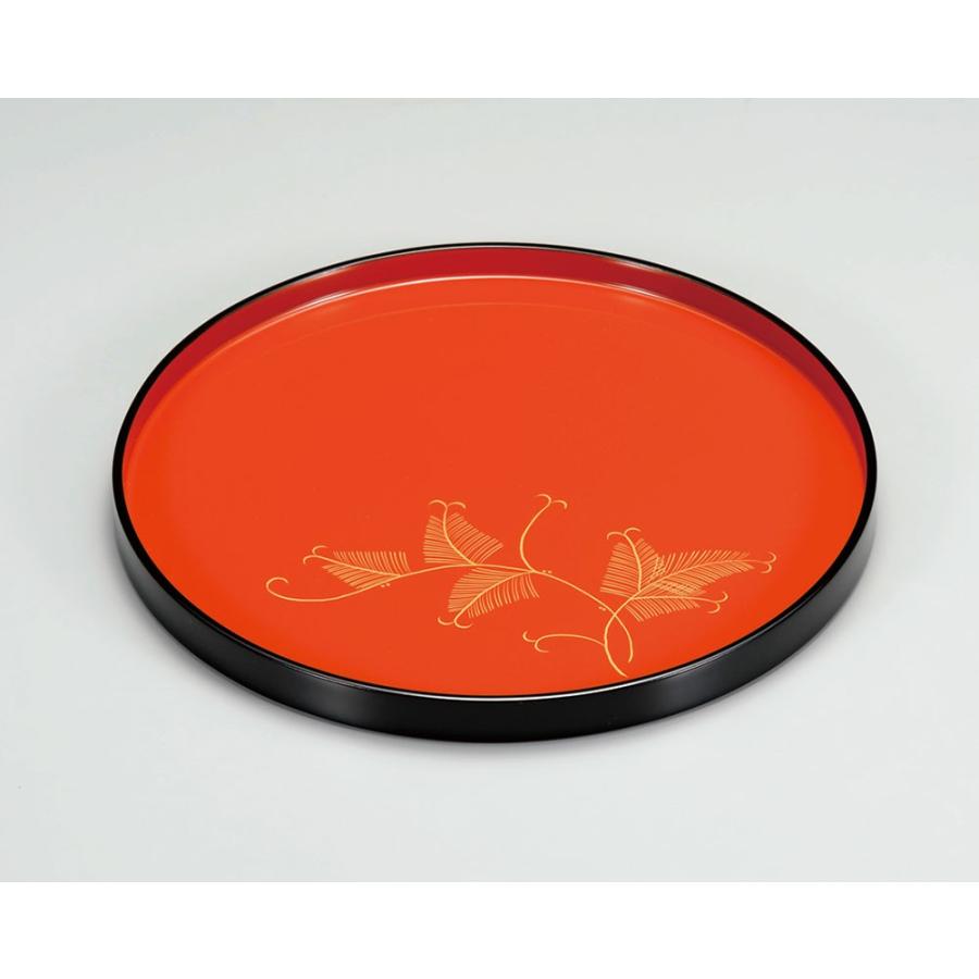 丸盆 木製 丸トレイ 越前漆器 越前塗り 盆 9寸 黒内洗朱塗り 漆塗り  