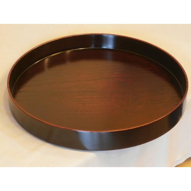丸トレイ 丸盆 茶盆 山中漆器 木製 10.0 あずき色 拭き漆塗り くりぬき