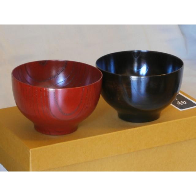 ペア椀 和食器 夫婦椀 木製 欅 山中漆器 丸 朱 黒 漆塗り お椀 けやき くりぬき 天然木 2客 ギフト 内祝 結婚内祝 新築祝|nurimonoya|02