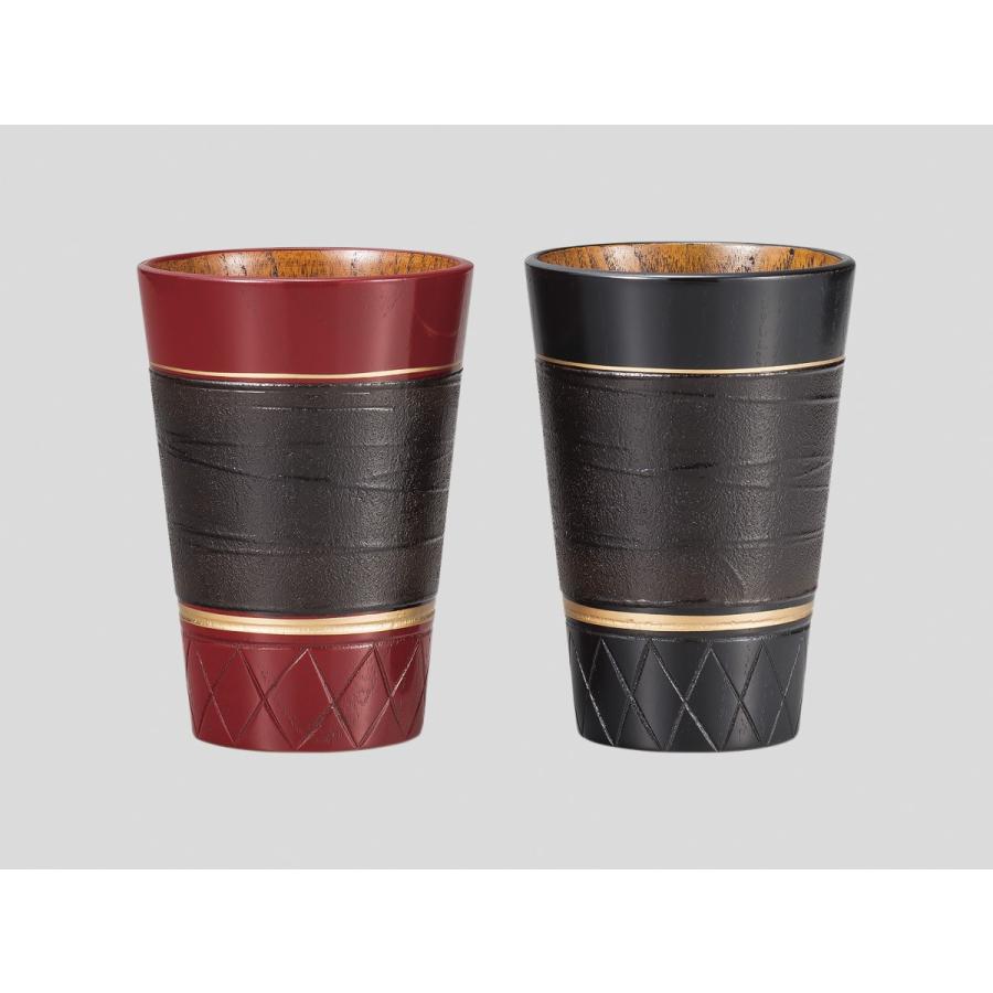 和食器 ペア フリーカップ 木製 山中漆器 漆塗り くりぬき 夫婦 嵯美