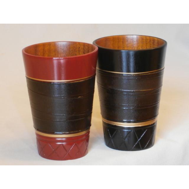 和食器 ペア フリーカップ 木製 山中漆器 漆塗り くりぬき 夫婦 嵯美