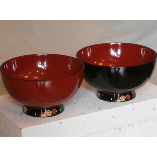 伝統工芸品 ペア椀 和食器 夫婦椀 木製 会津漆器 紅白梅 中腰 塗 伝統工芸品 ペア椀 和食器 夫婦椀 木製 会津漆器 紅白梅 中腰 塗