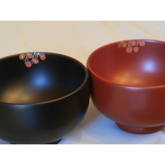 ペア椀 和食器 夫婦椀 木製 会津漆器 3.8 南天 布袋型 黒 朱 漆 ペア椀 和食器 夫婦椀 木製 会津漆器 3.8 南天 布袋型 黒 朱 漆