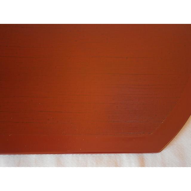 半月盆 越前漆器 木製 卓上膳 越前塗り 尺3寸 布目 古代朱 お盆 