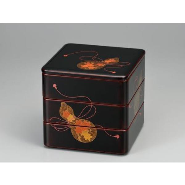楽天市場】和食器 会津漆器 木繊 6.5 三段重箱 黒塗り 会津塗り 3段
