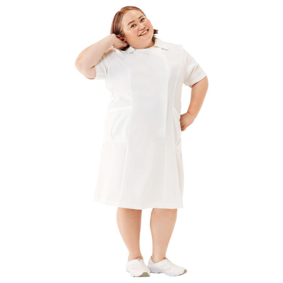 医療 ナース 看護 白衣 レディース 大きいサイズ ナースリーエアリーテクスチャー ゆったり定番ワンピース(3L〜5L)｜nursery-y｜06