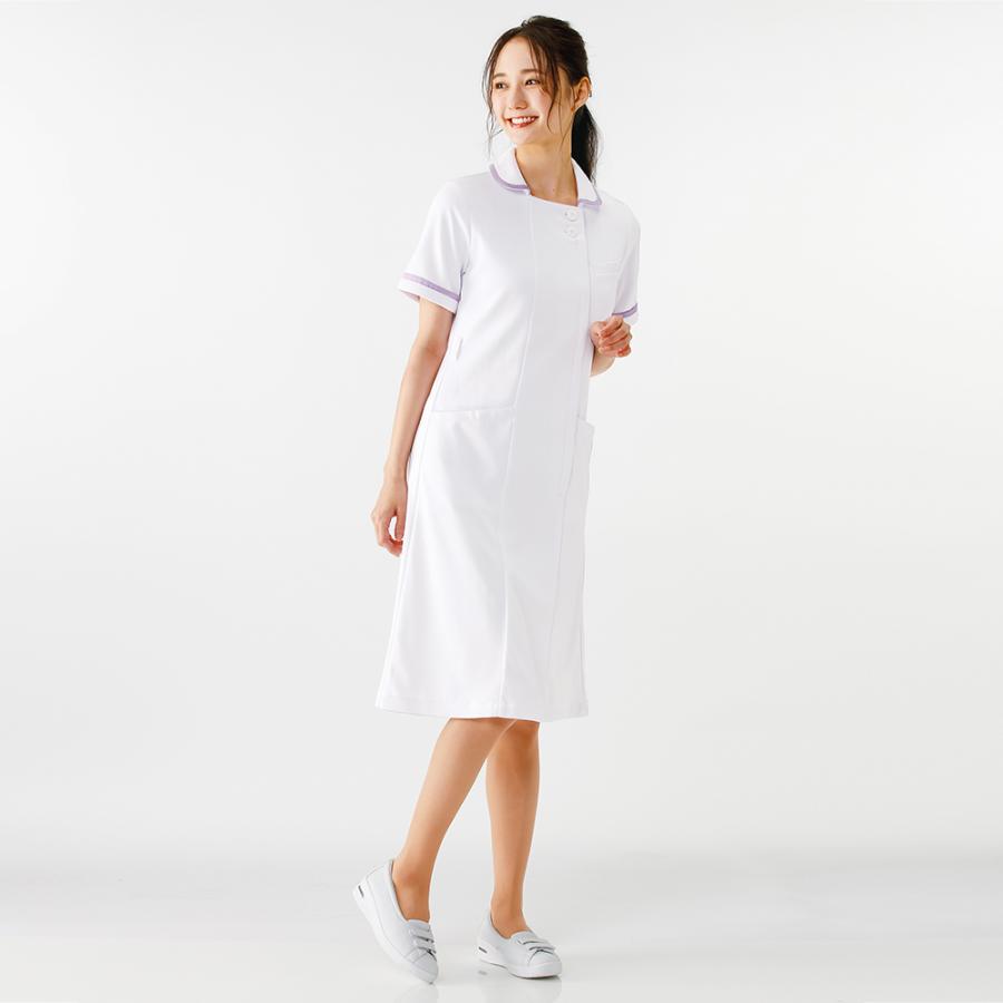 医療 ナース 看護 白衣 女性 ユニフォーム 制服 エステ 受付 シンプル 白 ストレッチ マーカーラインワンピース｜nursery-y｜07