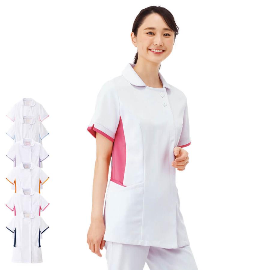 KAZEN レディスジャケット半袖(ナース服) 通販 ナースウェア レディスジャケット 医療 看護 介護 アプロンアパレル 花柄タイプ