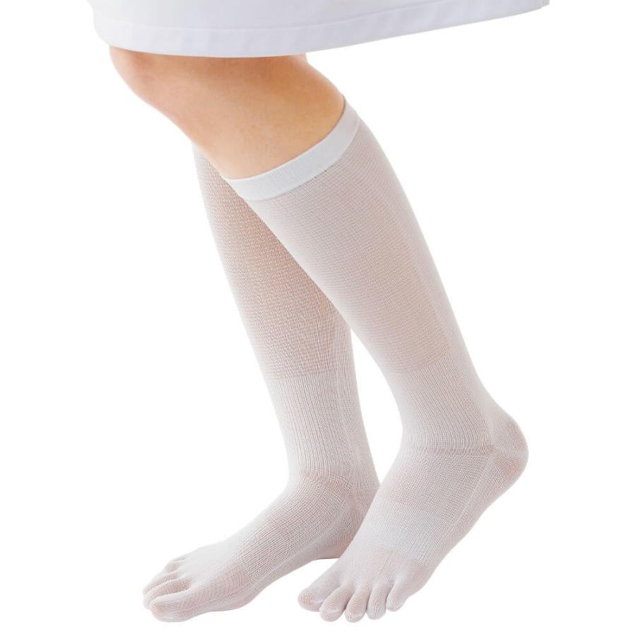医療用 白 ソックス 看護 介護 病院 靴下 ナース 女性 薄手5本指着圧ハイソックス(3足組) 看護師通販ナースリーPayPayモール - 通販 -  PayPayモール