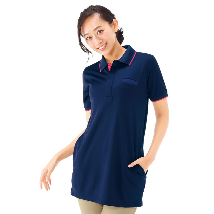 PICONE コーラルピンク ポロ襟チュニック M misty ナースリー（NURSERY） [爆買]医療 ナース 看護 介護 女性 レディース