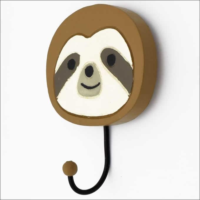 なまけもの ナマケモノ 木彫り フック 壁 カービングフック カラー