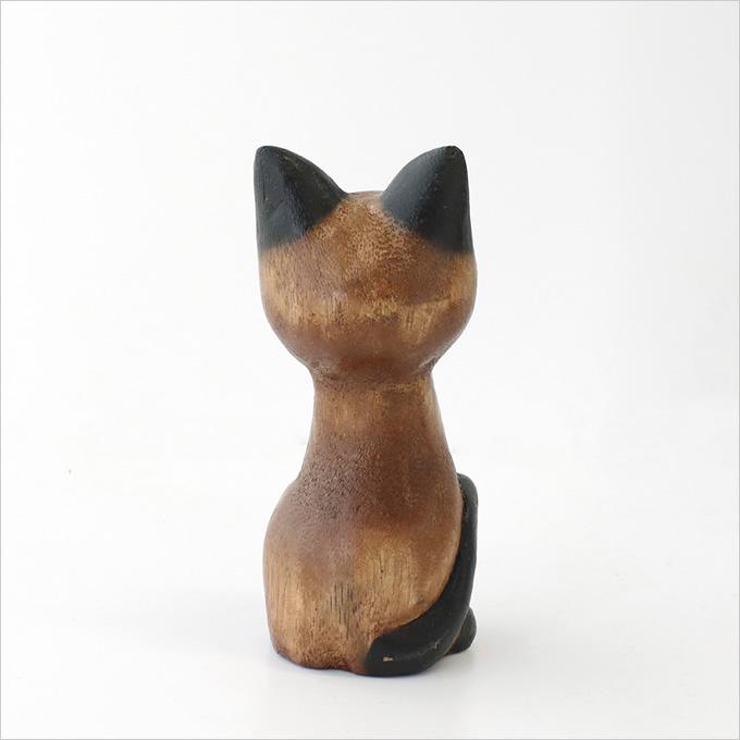 木彫 お座りネコ S H15cm 置物 飾り 木彫り ねこ ネコ 猫 かわいい 木