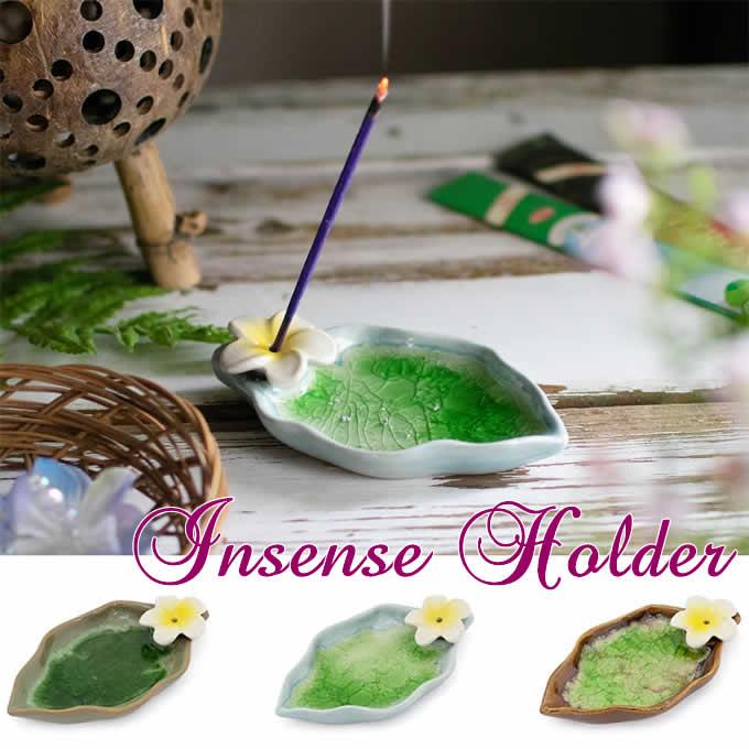 香立て セラミック プルメリアリーフ ハワイアン雑貨 インセンス