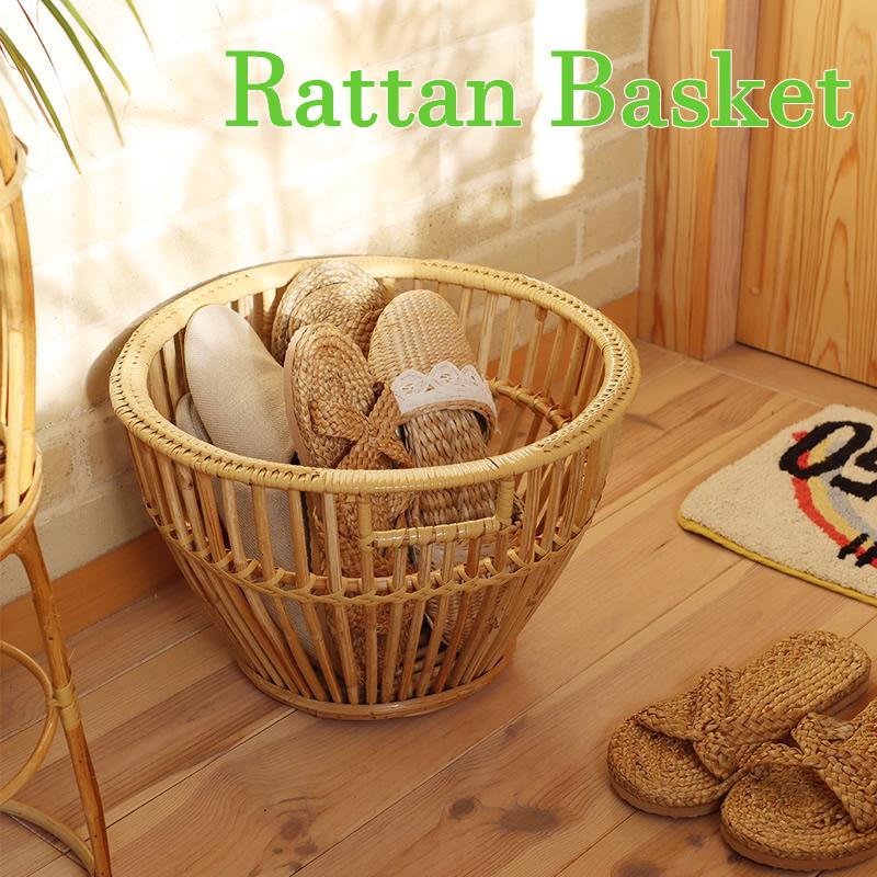 ラタン ストレージ ラウンド バスケット アジアン雑貨 エスニック かご