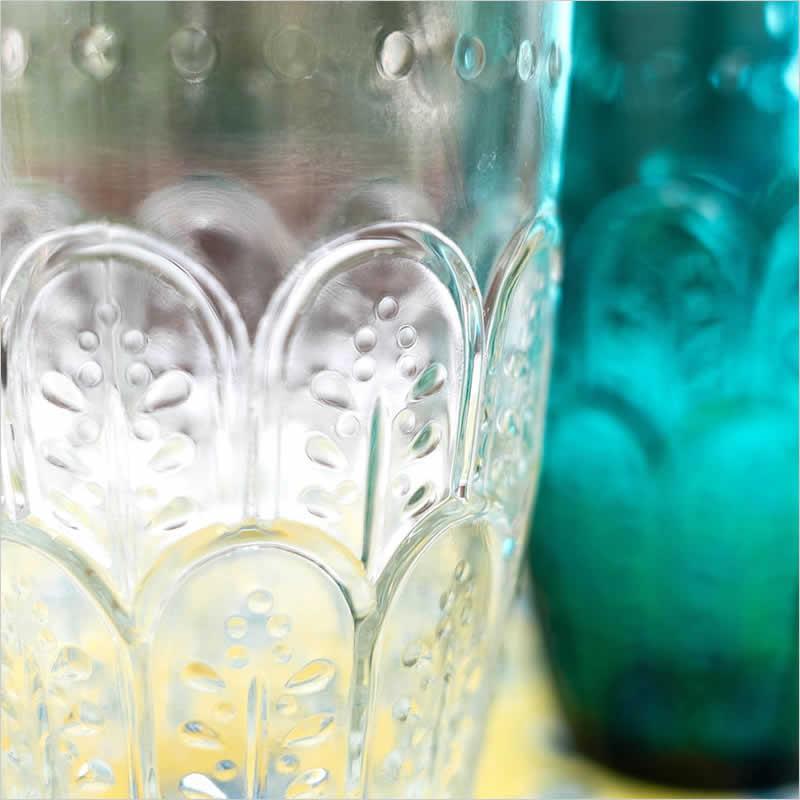 エンボスグラス トール 食器 皿 レトロ グラス コップ ガラス テーブル