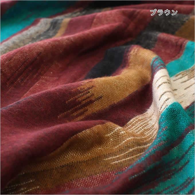 アクリルスローケット イカットライク ブランケット 大判