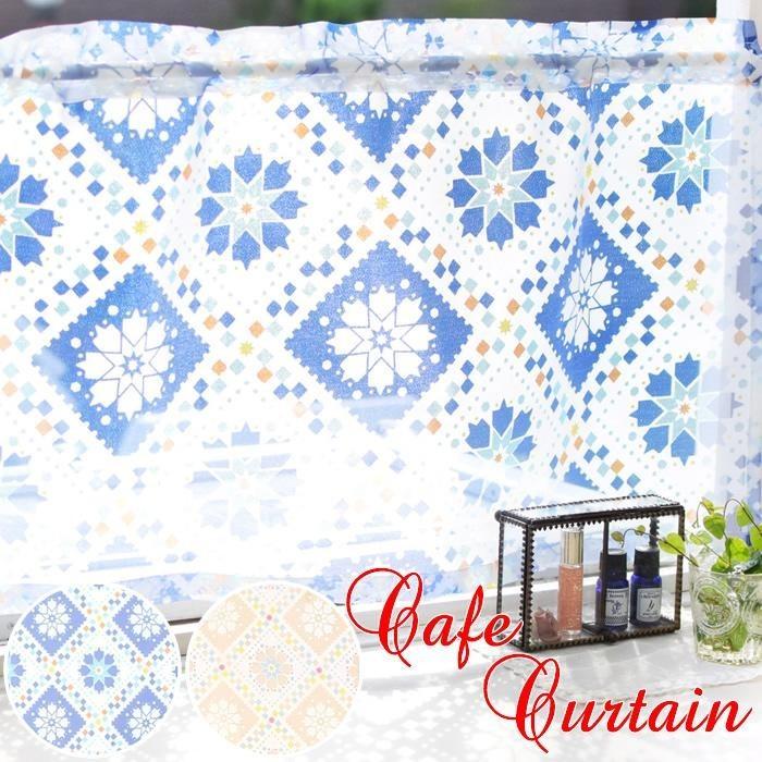 カフェカーテン ヴィータ おしゃれ エレガント タイル 北欧 リゾート キッチンカーテン 間仕切り 目隠し アジアン雑貨 布 アジアン家具アジアン雑貨nusa 通販 Yahoo ショッピング