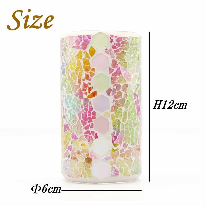 モザイク フラワーベース シリンダー 円筒 花瓶 プランター ペン立て