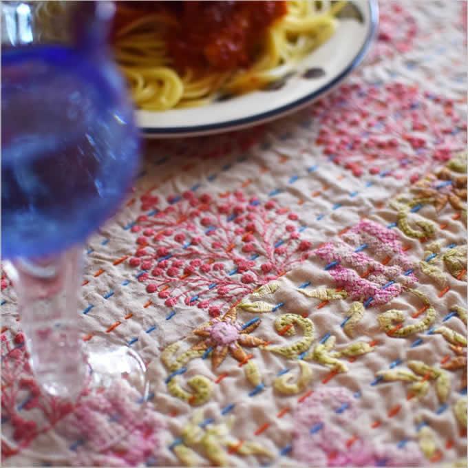 インド綿 パッチワークデザイン マルチクロス タペストリー　カンタキルトなど カンバディアパッチワーク マルチクロス カンタキルト | インド