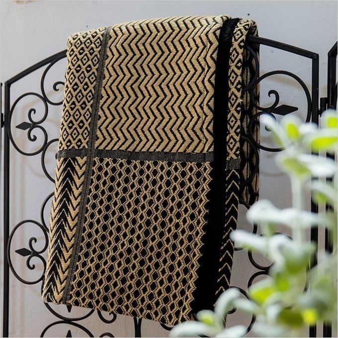 ブランケット アフリカンモチーフ ブラックS ひざ掛け 膝掛