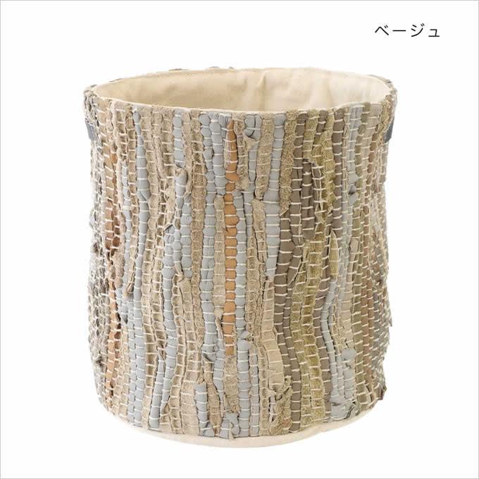バスケット リサイクルレザー おしゃれ プランターカバー かご 鉢