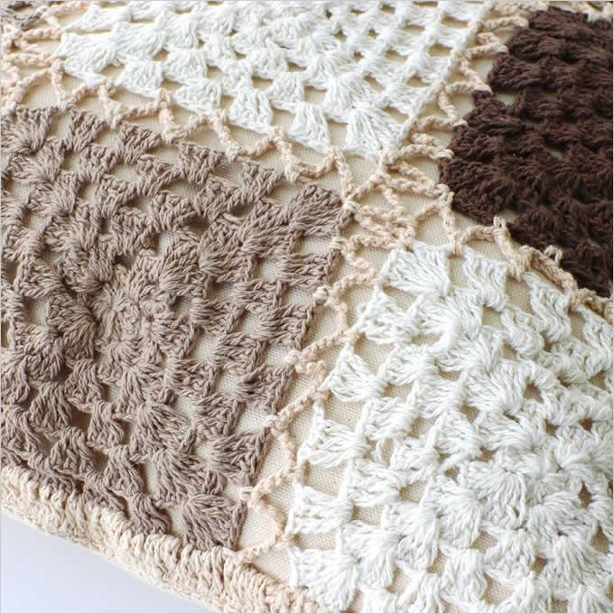 クッションカバー 45×45 おしゃれ ニット クロシェット かぎ針編み